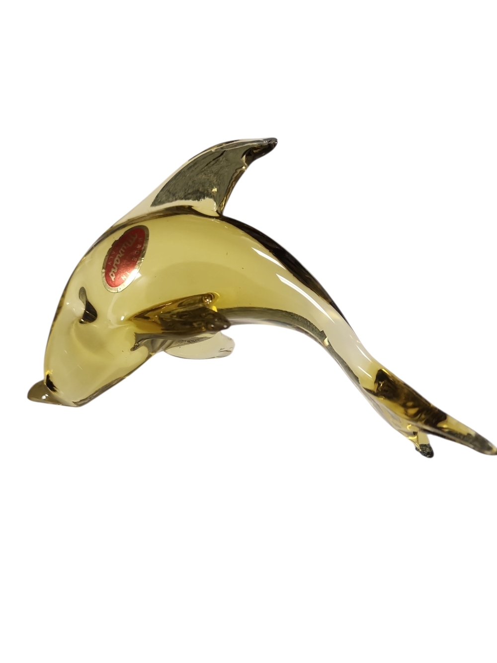 Vintage Murano Amber Glass Dolphin Figurine